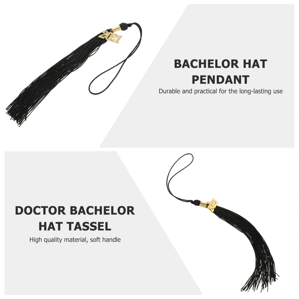 1Pc Graduation Doctor Tassel 2021 Charm Hanging Tassel Pendant (Black)