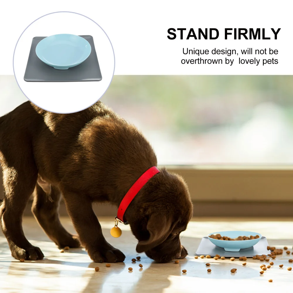 1 Set Pet Food and Water Feeding Station with Spill Proof Mat Practical Dog Bowl