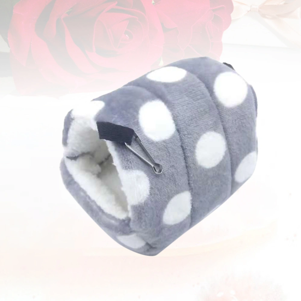 Winter Fleece Bed House Hammock Warm Dot Pet Bed House Cage Accessories for  Squirrel Hedgehog Hamster Chinchilla Size M(Grey)