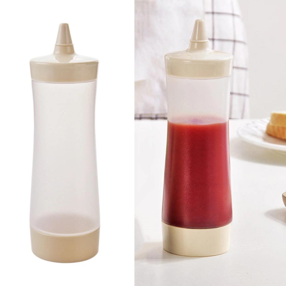 3PCS Plastic Squeeze Condiment Bottles Squirt Sauce Dispensers BBQ Accessories for Ketchup Mustard Jam (Beige)