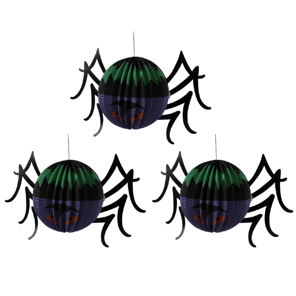 3 Pcs Halloween Paper Lanterns Three-dimensional Halloween Spooky Large Spider Decoration