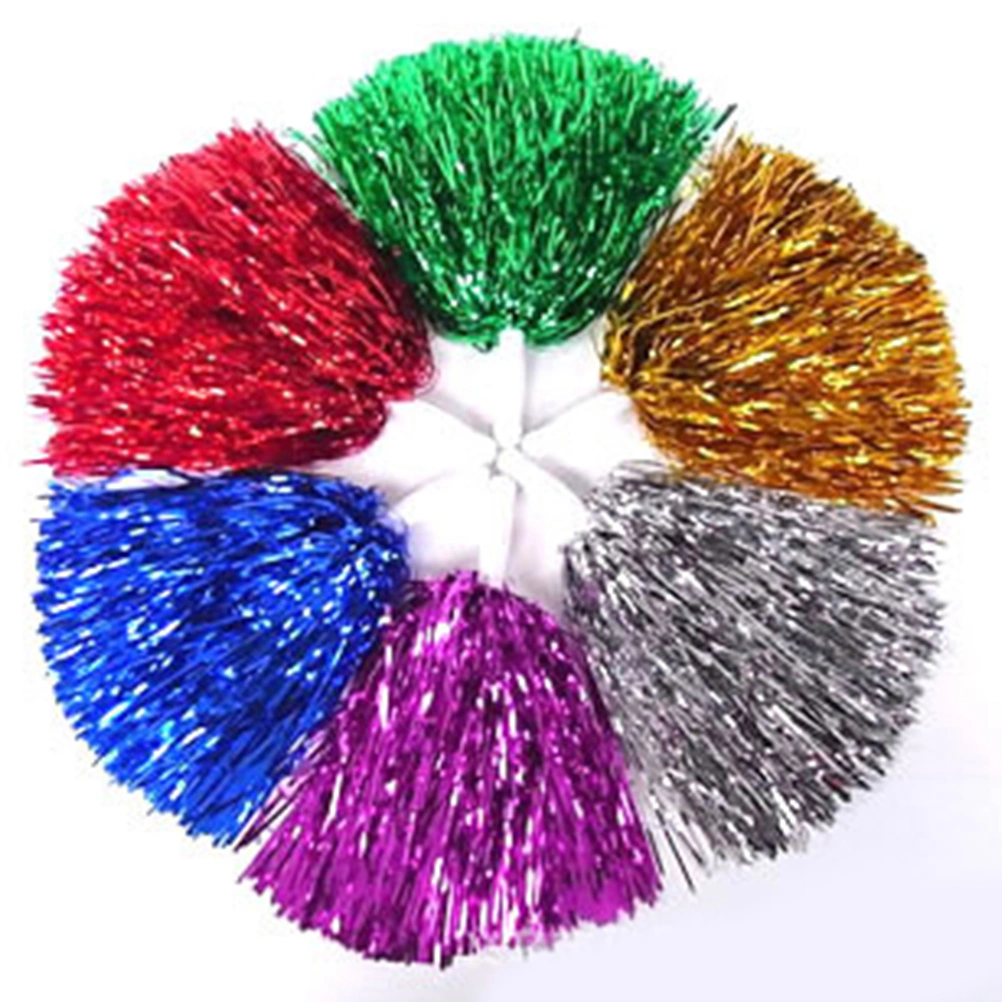10 Pcs 25g Plastic Cheering Balls Squad Spirited Fun Cheerleading Kit Cheer Poms Cheerleaders Supples with Handle for Competition Cheering Sports Events (Red + Blue + Gold + Purple + Silver)
