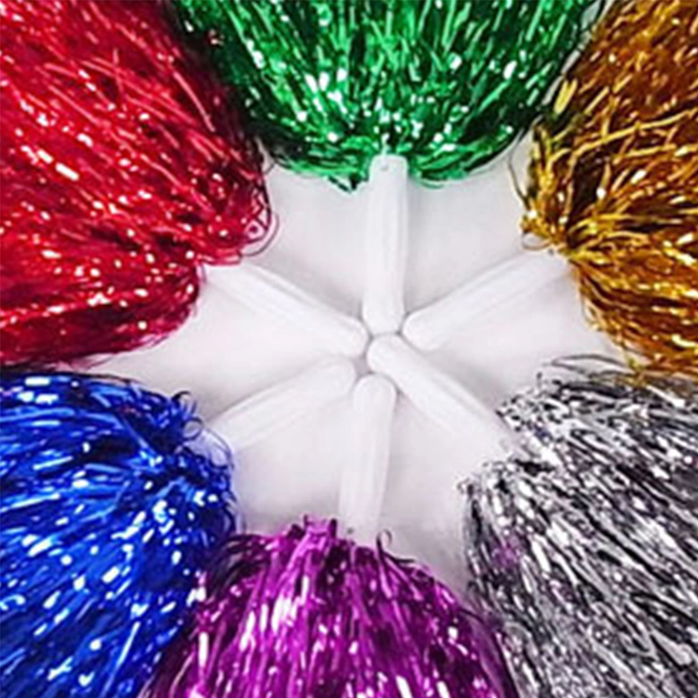 10 Pcs 25g Plastic Cheering Balls Squad Spirited Fun Cheerleading Kit Cheer Poms Cheerleaders Supples with Handle for Competition Cheering Sports Events (Red + Blue + Gold + Purple + Silver)