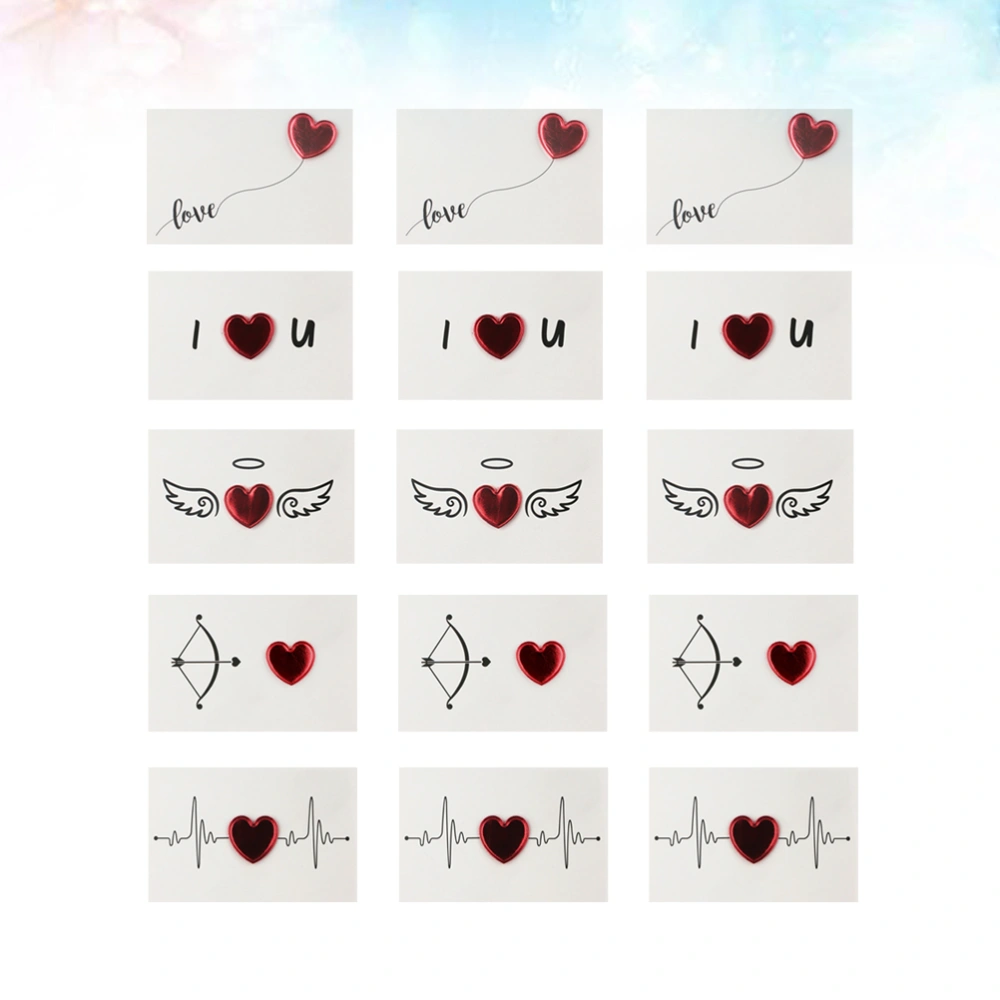 15Pcs Heart Pattern Greeting Creative Painted Blessing Gift for Festival Random Pattern