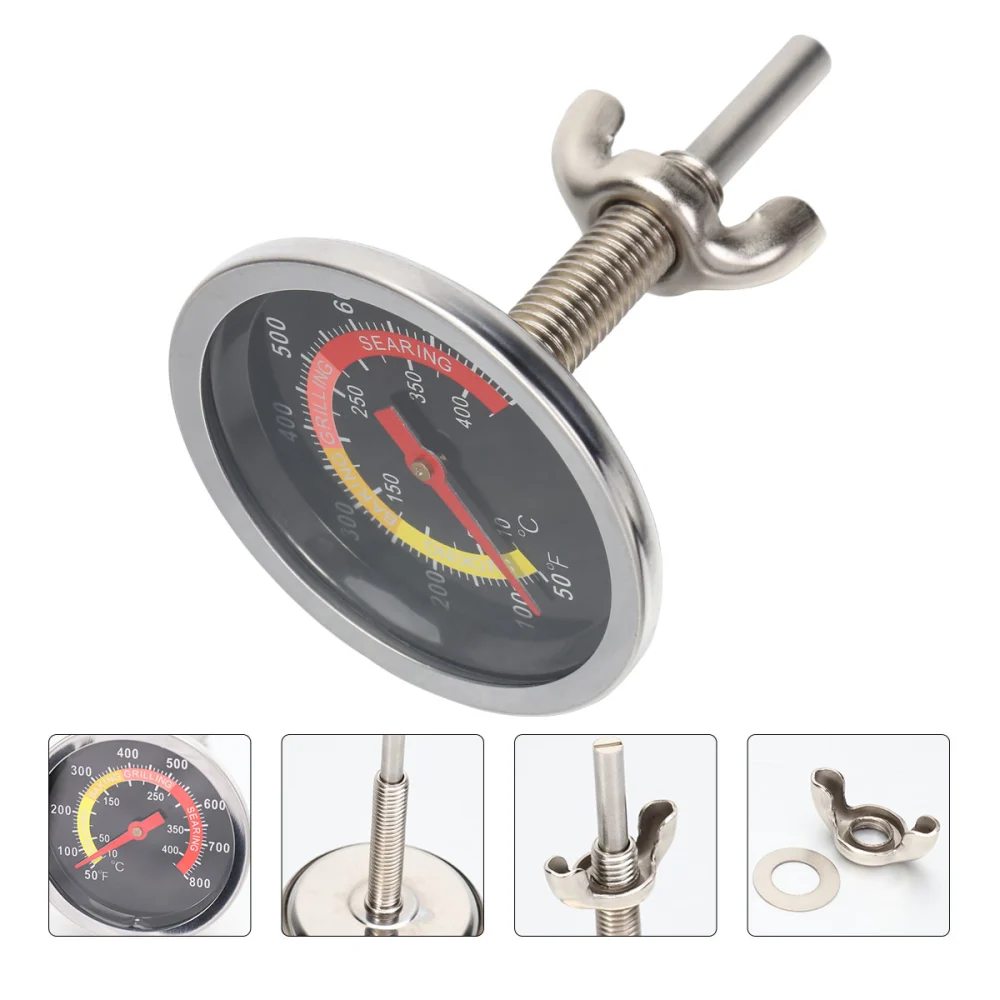 1PC Grill Oven Thermometer BBQ Stainless Steel Thermometer Meter (Black)