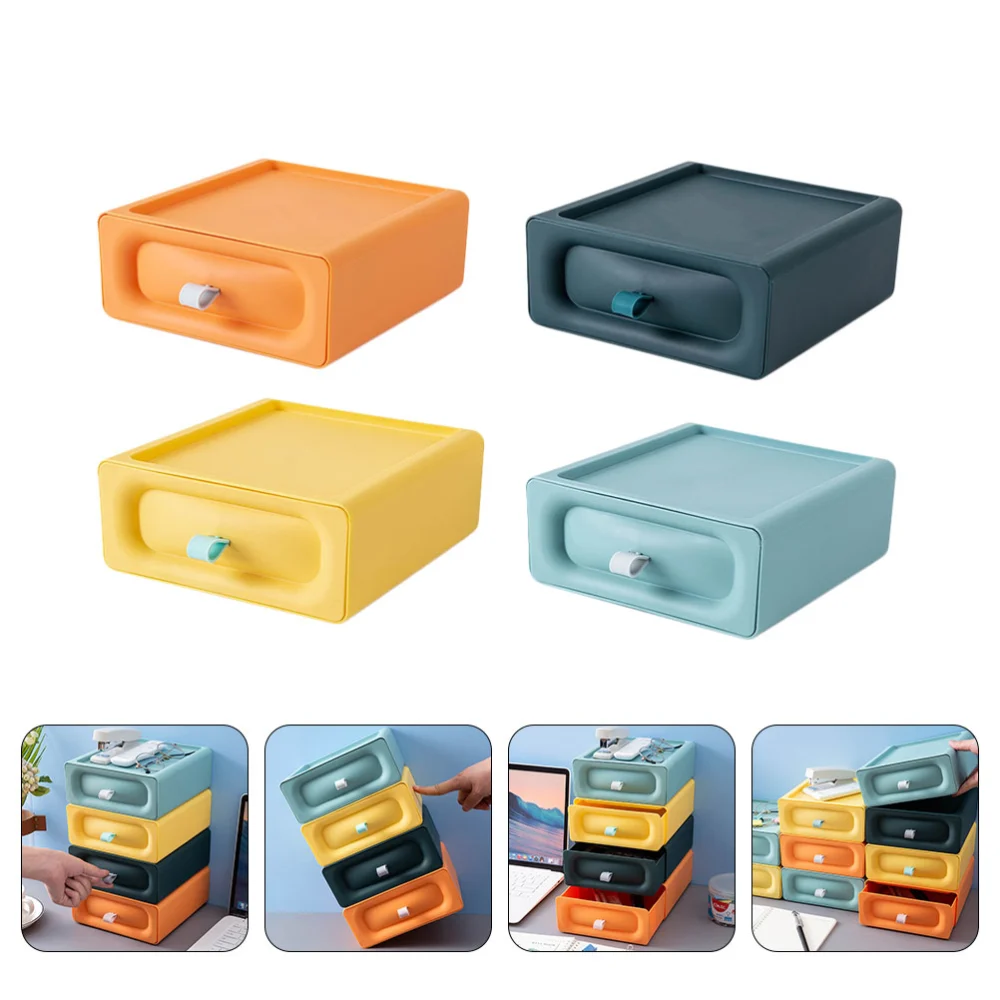 4Pcs Multifunctional Storage Container Drawer Type Sundries Storage Container