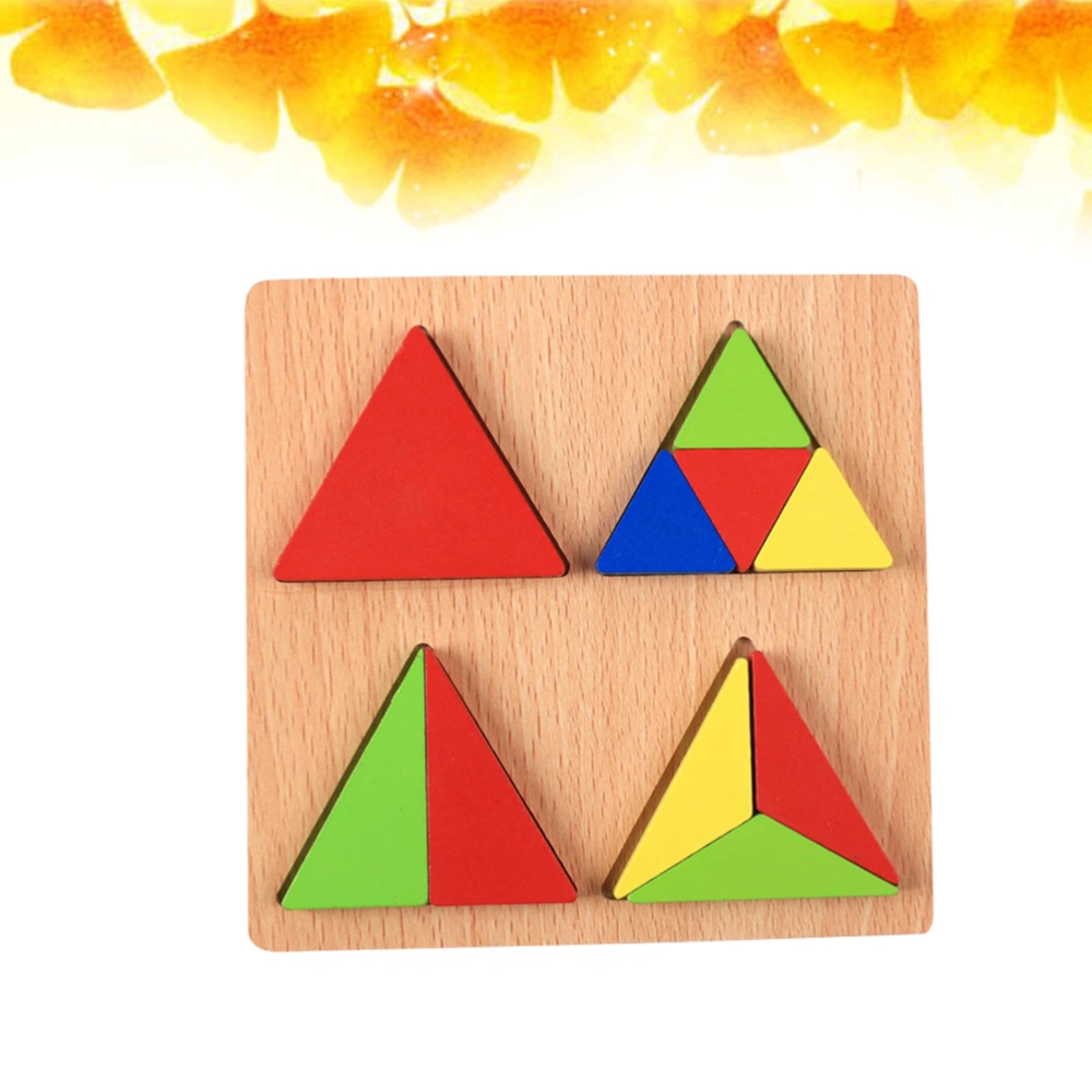 Children Wooden Tangram Puzzle Toy Colorful Preschool Creativee Shape Puzzle Classic Early Educational Learning Cognitive Small Size Toys for Boys and Girls (Triangle)