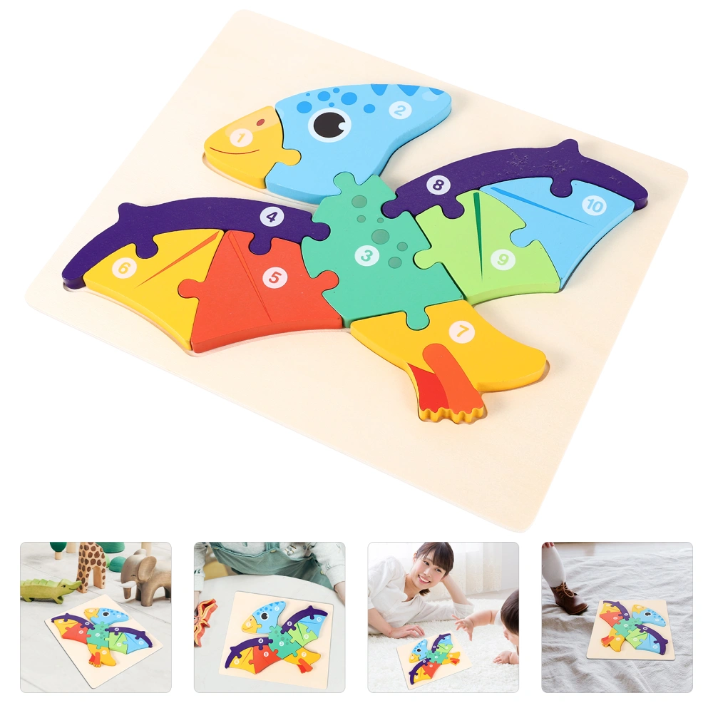 1 Set of Cartoon Puzzles Toys Kids Puzzle Toys Wooden Pterosaur Puzzle Toys Educational Puzzles