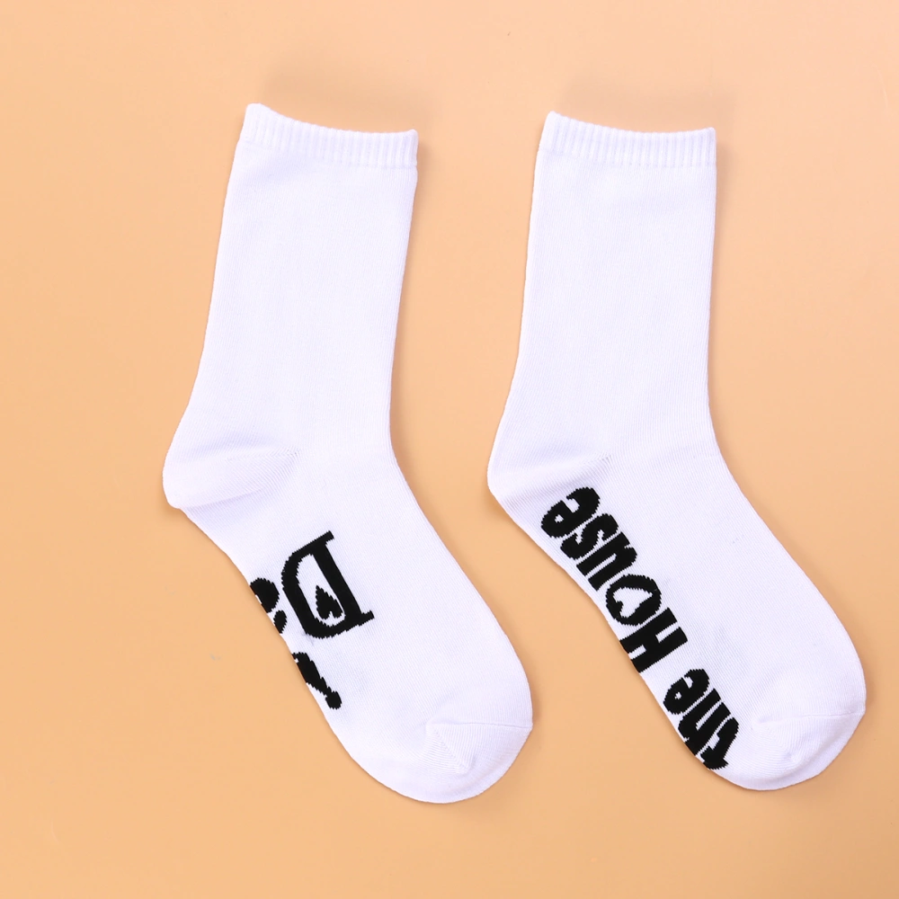 Unisex Socks DAD king of house Casual Men and Women English Letter Socks Cotton Tube Socks Free Size (White)