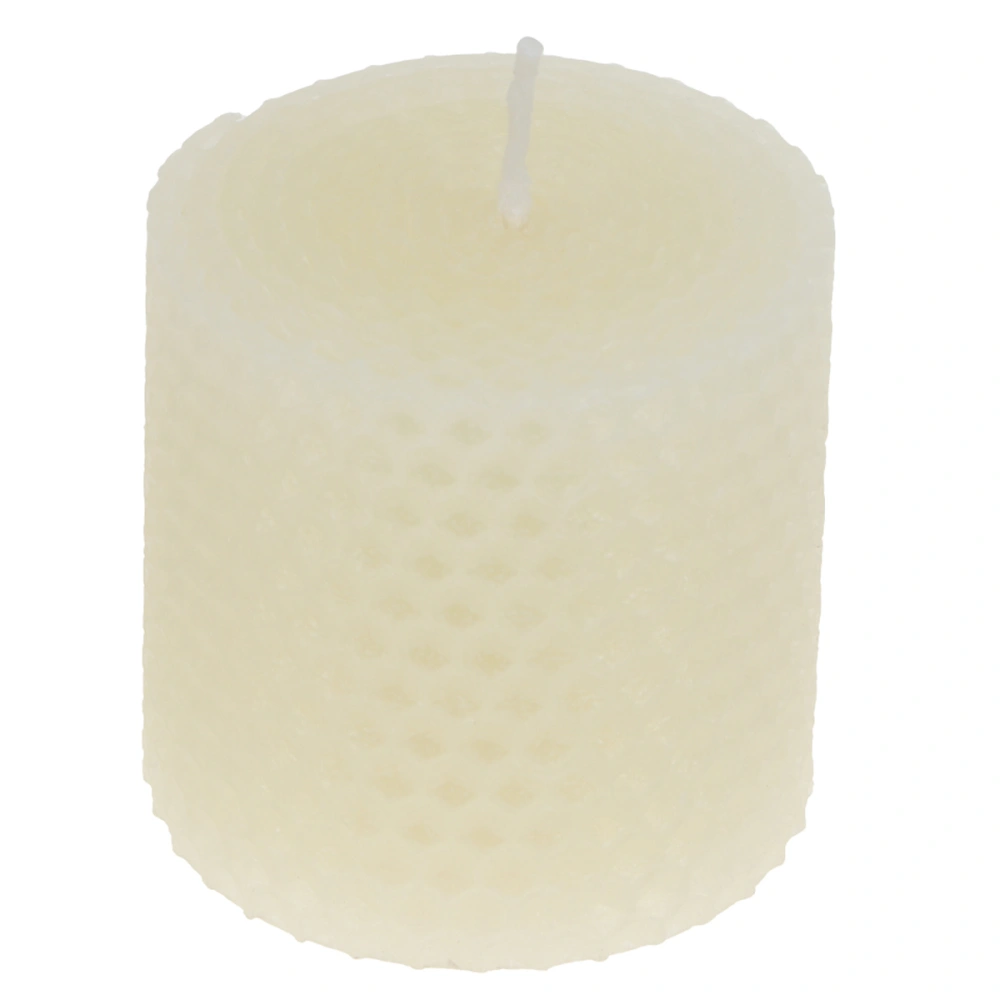 1PC Honeycomb Candles Morandi Color Wax Candle Short Cylindrical Candle Household Candle (Beige Short Style)