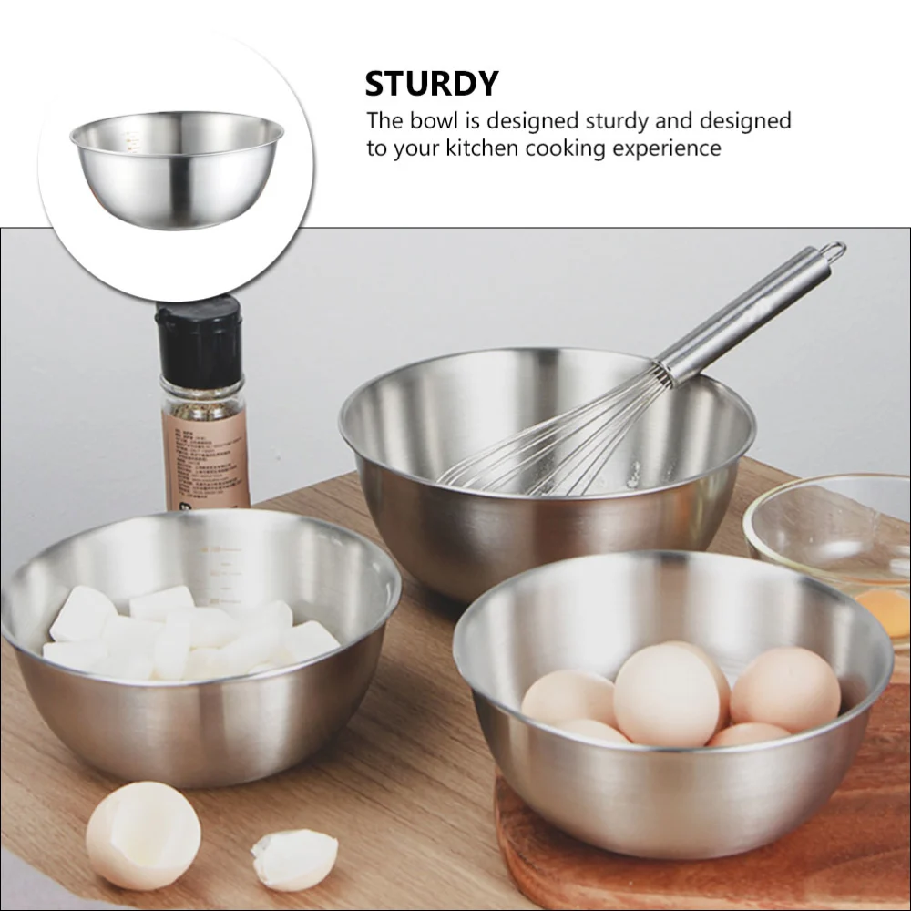 Kitchen Egg Mixing Bowl Stainless Steel Salad Bowl Food Bowl With Scale