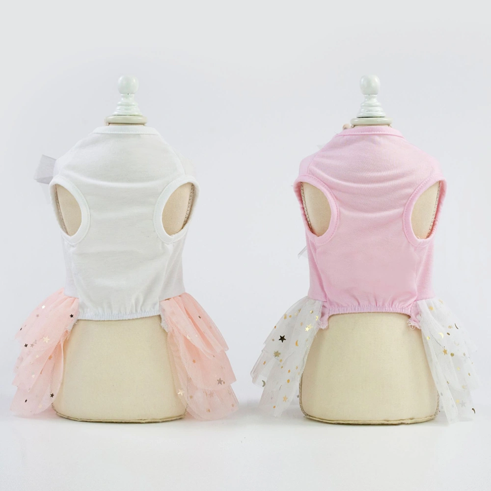 Pet Gauzy Dress Cotton Tutu Skirt Lovely One-piece Dog Clothes for Spring Summer (Pink, Size XS)