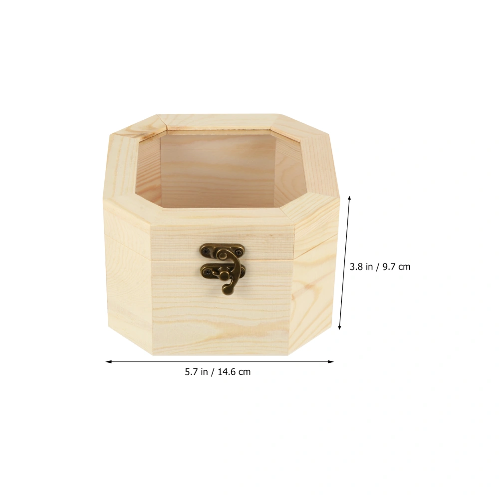 1pc Wooden Storage Case Gift Box Packaging Box Octagonal Jewelry Container