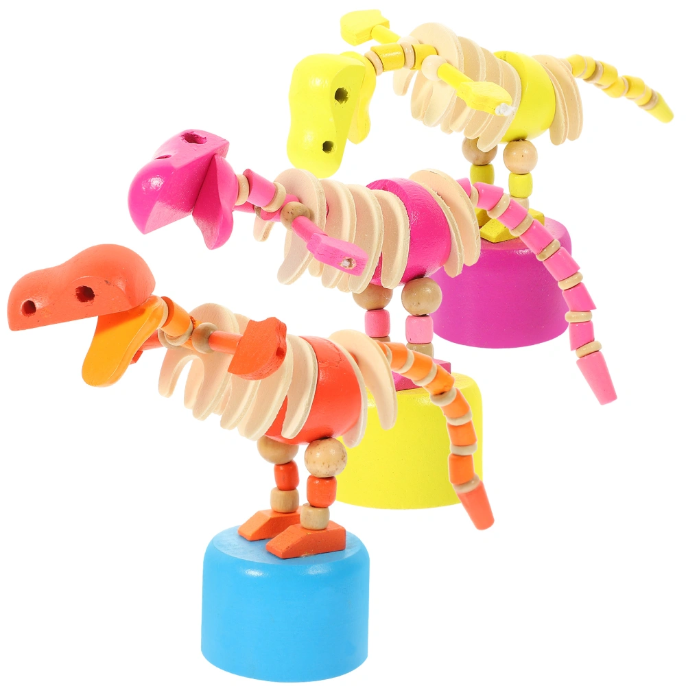 3Pcs Rocking Animal Toys Adorable Dinosaur Playthings Wooden Kids Favors Playroom Supplies