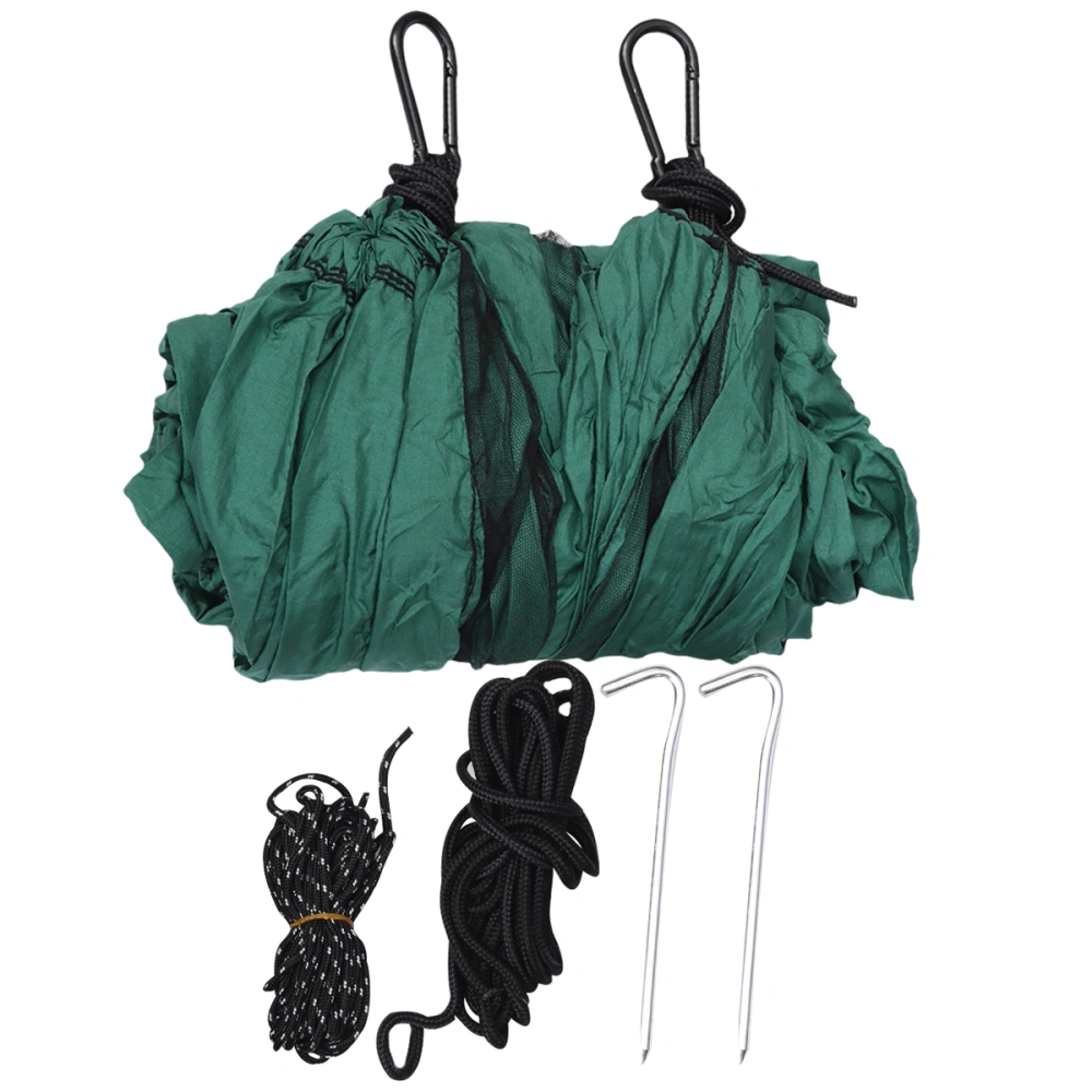 Outdoor Camping Hammock with Net Portable Parachute Nylon Hammock for Backpacking Hiking (Dark Green)