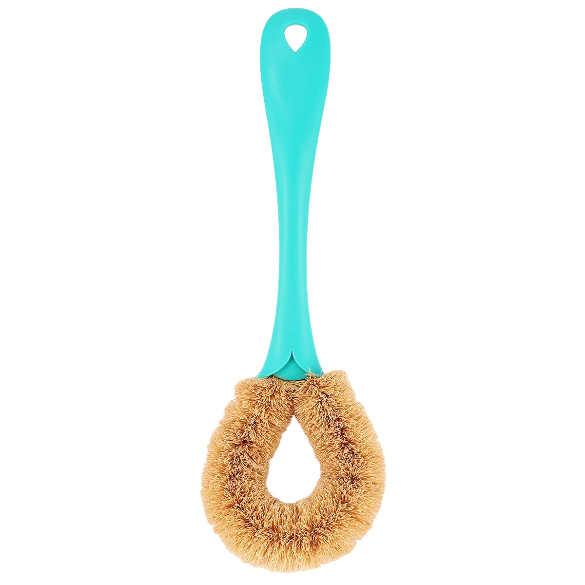 Household Coconut Fibre Pot Brush Long Handle Scrub Brush Kitchen Cleaning Tool for Dish Plate (Green)