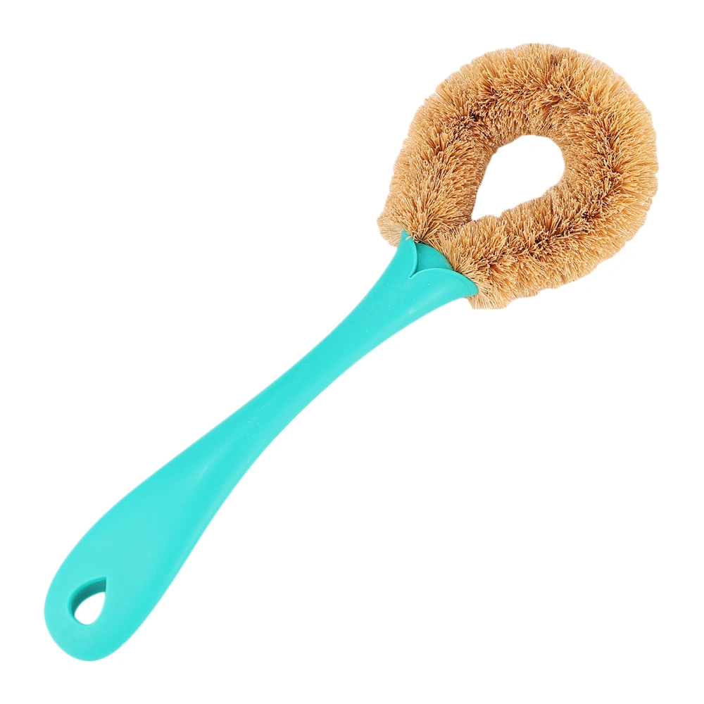 Household Coconut Fibre Pot Brush Long Handle Scrub Brush Kitchen Cleaning Tool for Dish Plate (Green)