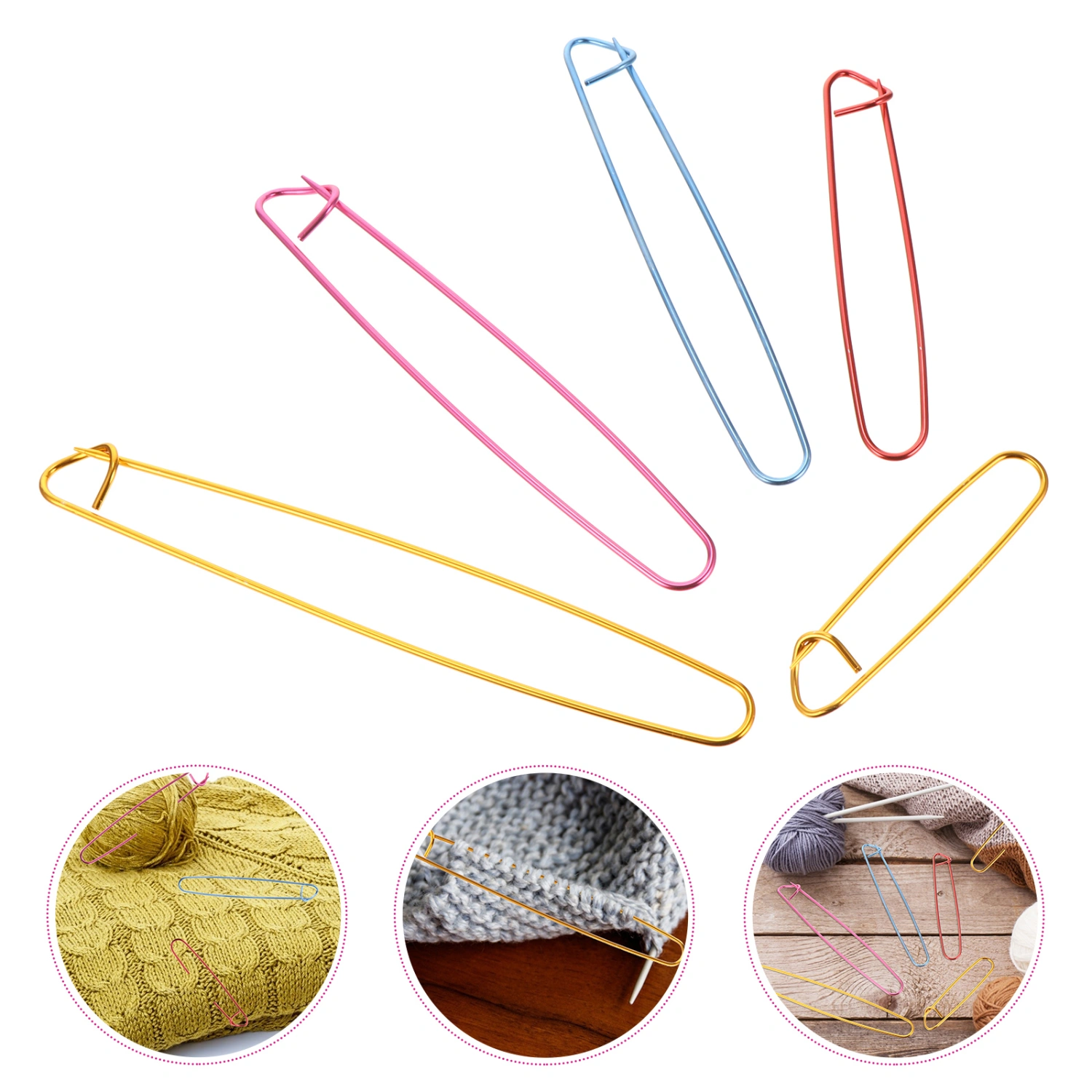 10Pcs Alloy Knitting Stitch Holders Yarn Stitch Crochet Needle (Random Color)