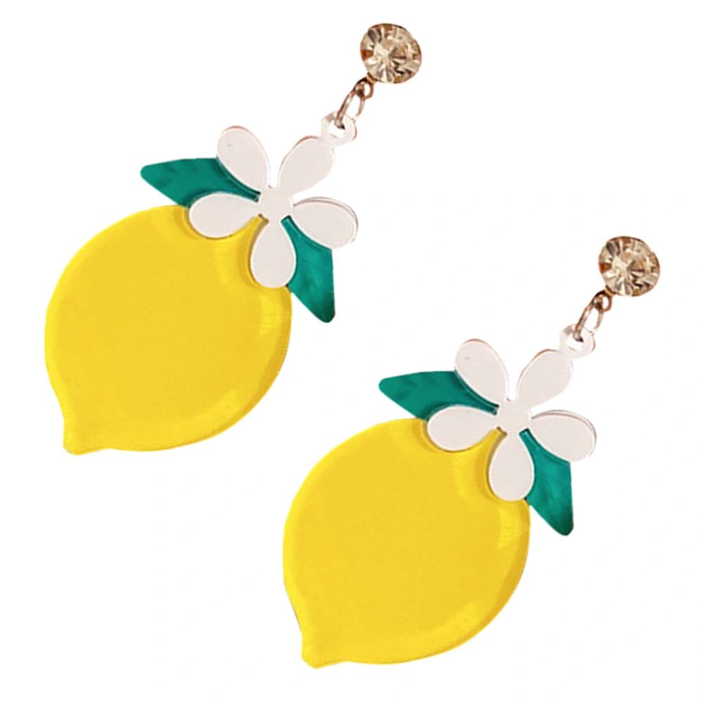 1 Pair Lemon Flower Earrings Sweet Fruit Earrings Creative Lemon Eardrops