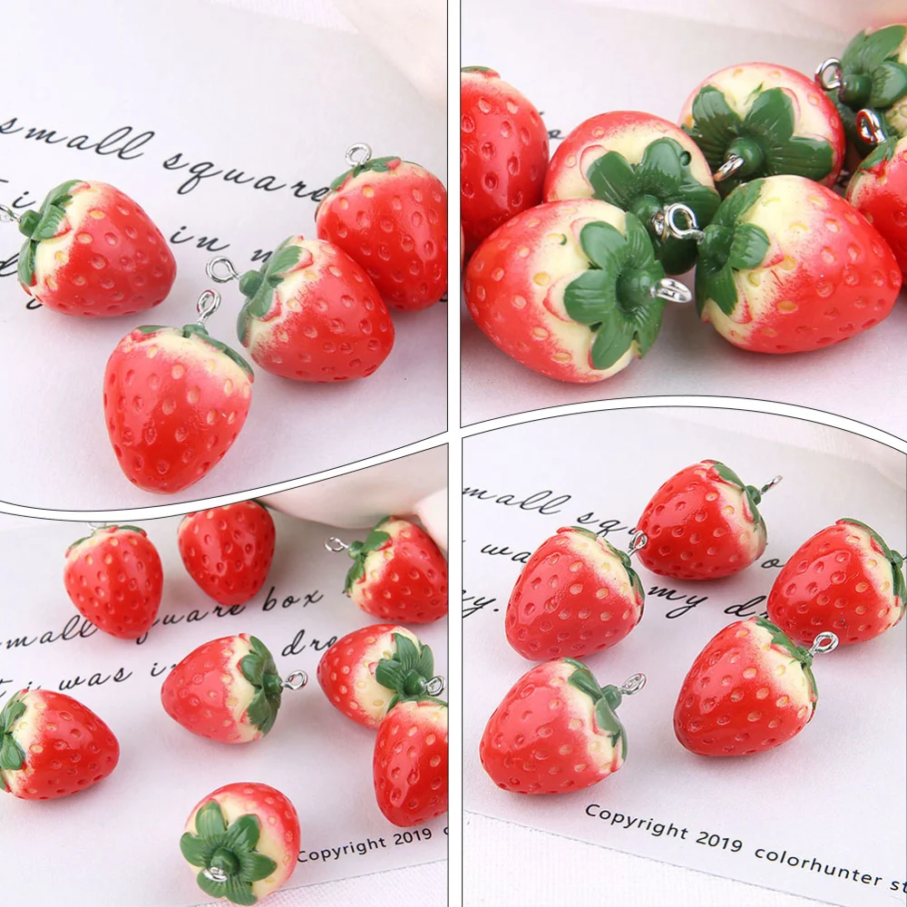 10Pcs Simulation Strawberry Bag Pendant DIY Keychain Pendant DIY Craft Accessories