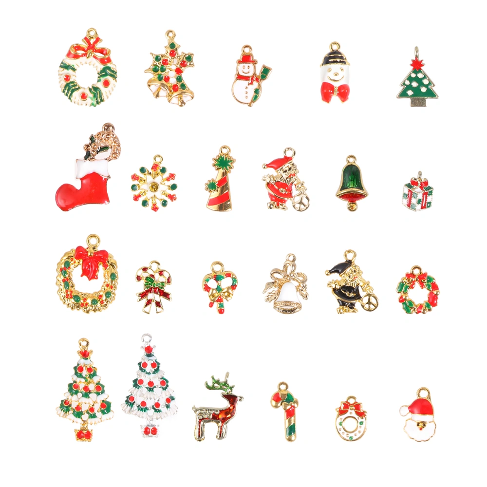 24pcs Christmas Jewelry Pendant Alloy Jewelry Accessory Epoxy Christmas Pendant Random Style