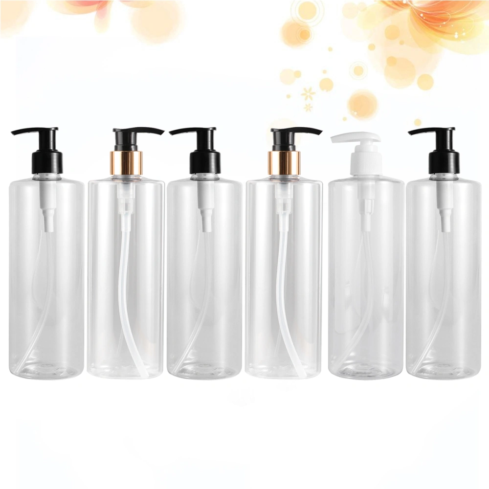 6pcs 500ml Empty Lotion Bottles Containers Plastic Toiletry Bottles Refillable Emulsion Liquid Soap Container Subpackaging Bottle Emulsion Bottle for Home Bathroom (Random Pump Style)