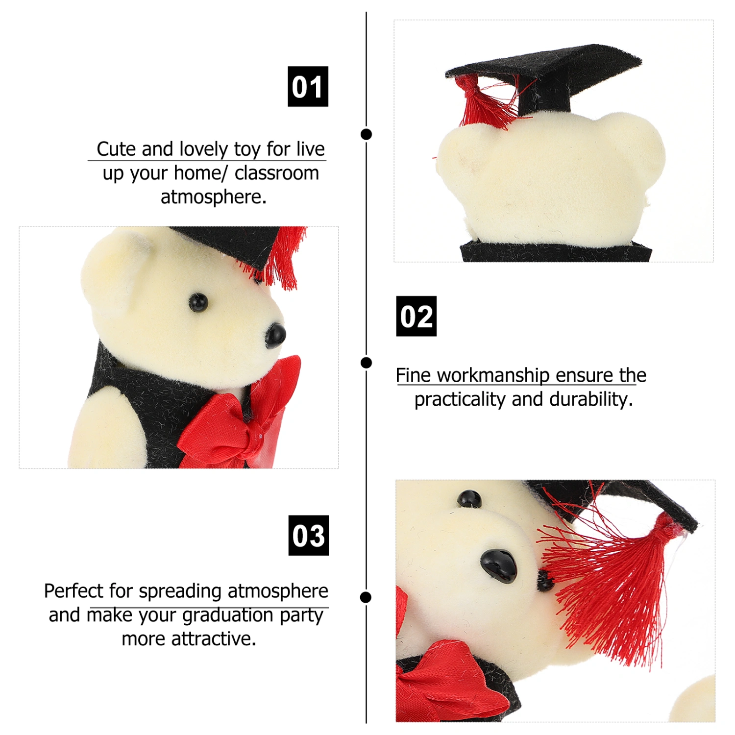 3pcs Standing Bear Doll Standing Graduation Bears Graduates Bear Accessories