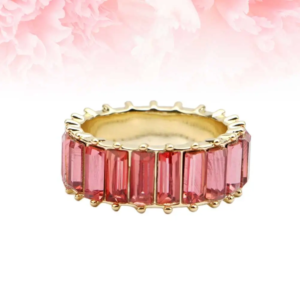 Copper Rings Crystal Diamond Finger Rings Elegant Rings Women Finger Jewelry Red 9