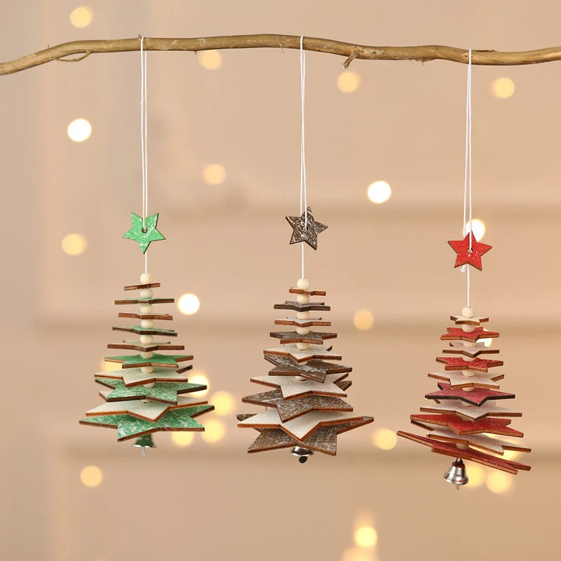 New Christmas With Bell Pendant Wooden