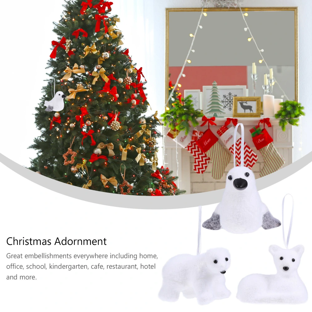 1 Set 3 Pcs Christmas Tree Pendants Decorations Christmas Dolls Gifts (White)