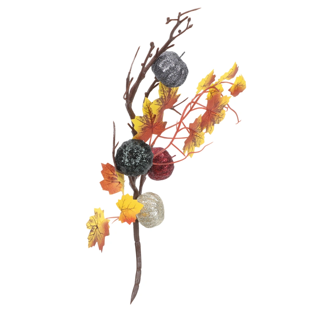  Halloween Artificial Pumpkin And Maple Leaf Branch Simulated Branch Decor