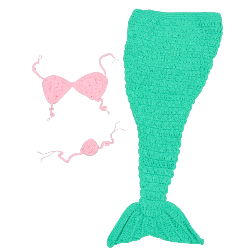 Newborn Baby Photography Prop Crochet Mermaid Headband Bra Tail