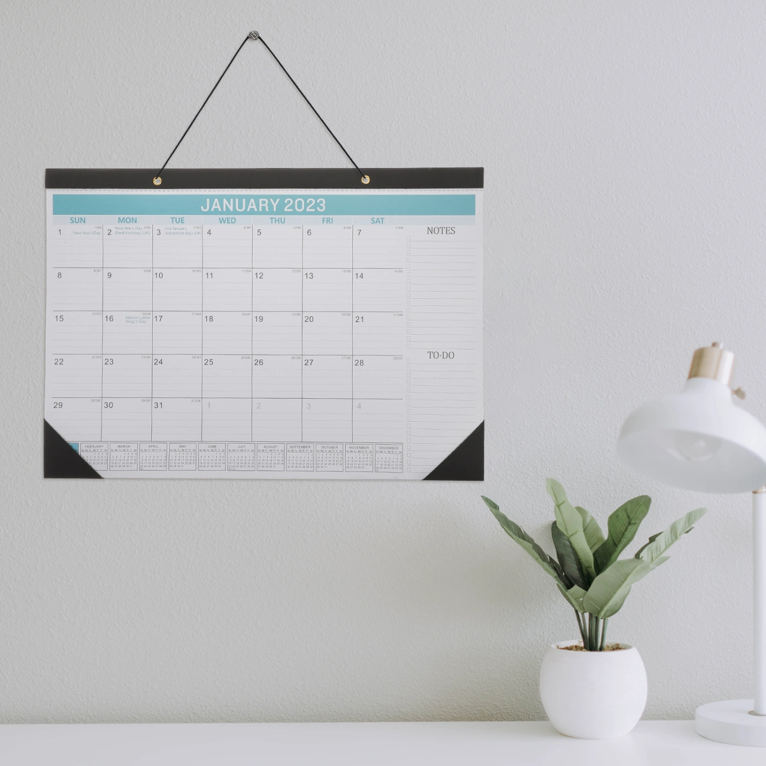 English Calendar Monthly Organizer 18 Month Calendar Wall Hanging Calendar 2023-2024 Calendar