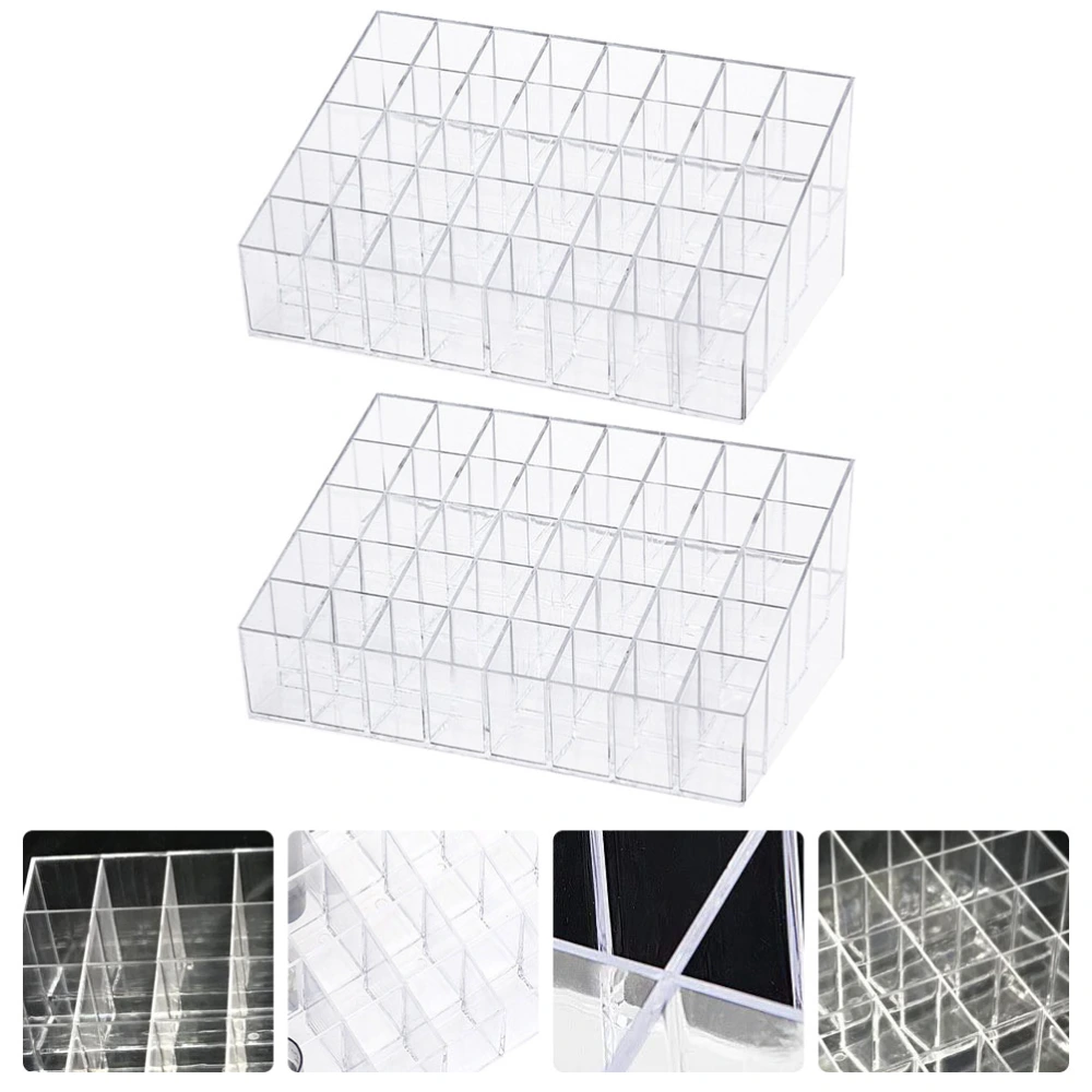 2Pcs Multi-grid Lipstick Stands Desktop Lipstick Holders Delicate Lipstick Organizers