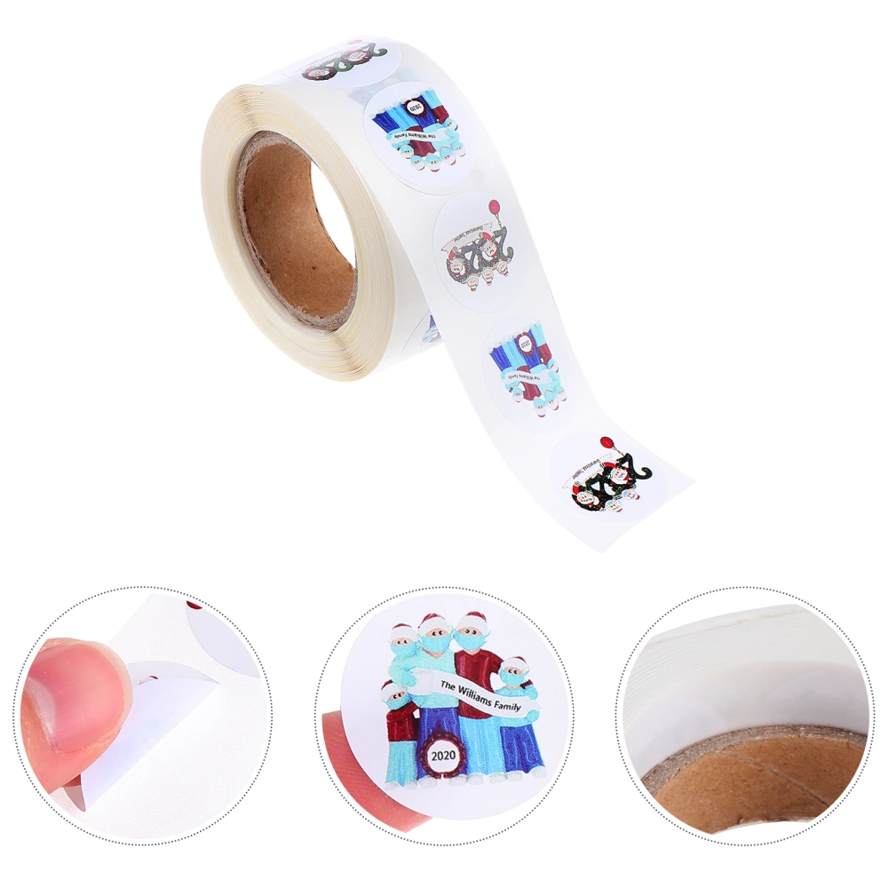 1 Set 2 Rolls Christmas Round Packing Bag Sealing Stickers Envelope Labels