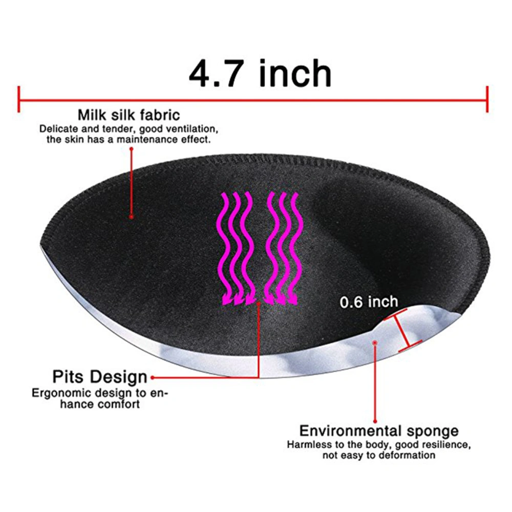 3 Pairs Bra Pads Pushup Superior Sponge Bra Cup Insert Pad Push Up 90L (Black)