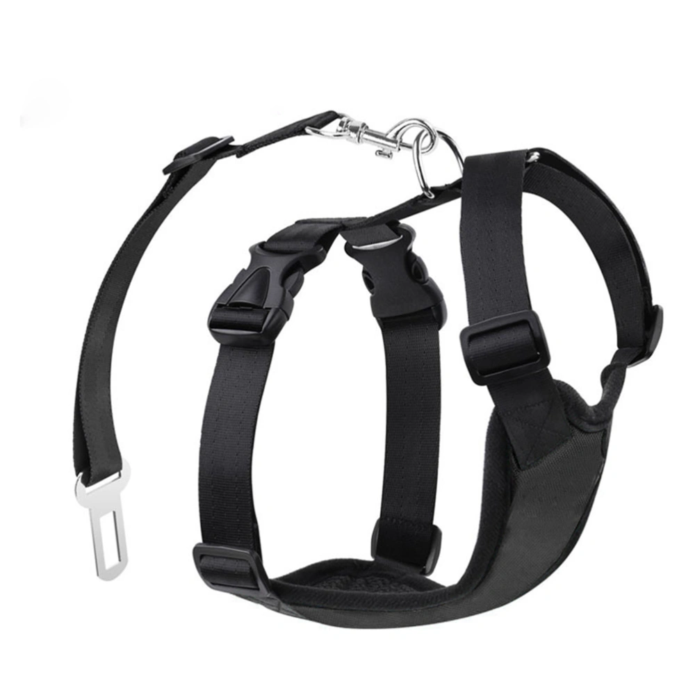 Pet Dog Car Chest Strap Medium Dog Husky Chest Harness Medium Dog Car Seat Belt(Chest Strap, Car Seat Belt, Black,S)