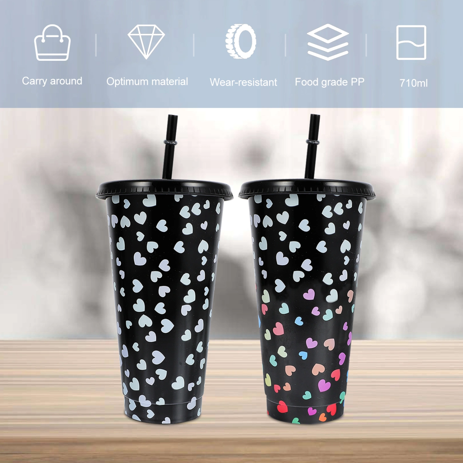 2pcs Plastic Cold Drink Cups Reusable Plastic Tumbler Ice Cold Drinking Cup