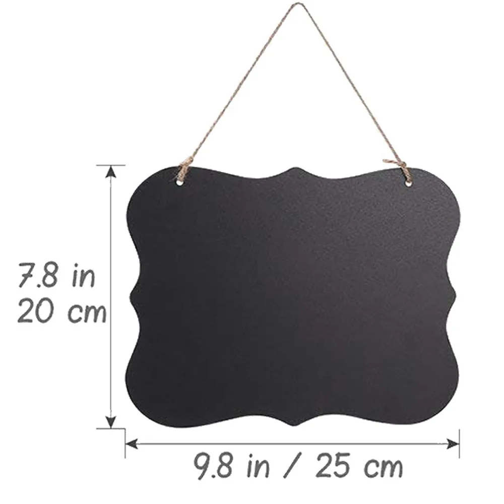 2Pcs Mini Hanging Wooden DIY Blackboard Double Sided Drawing Board (Black)