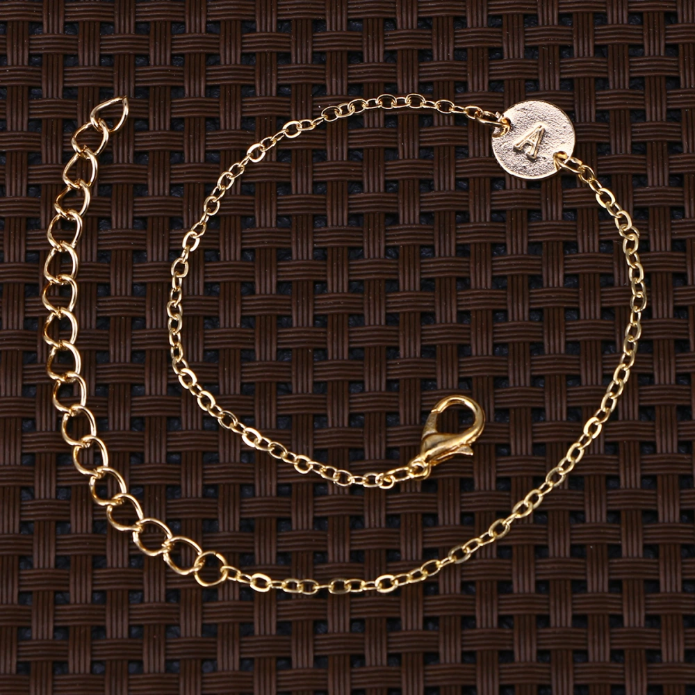 Women Bracelet Anklet Stylish Vintage Casual Beach Style Engraving Letter A Alloy Foot Chain Bracelet