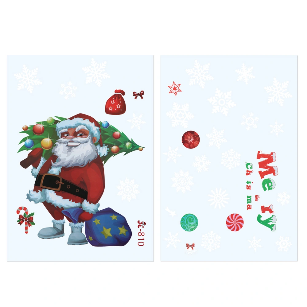 Removable Merry Christmas Colorful Window Stickers Clings Santa Claus Snowflakes Door Window Decals Showcase Clings DIY Home Decor for Christmas New Year (JC-810)