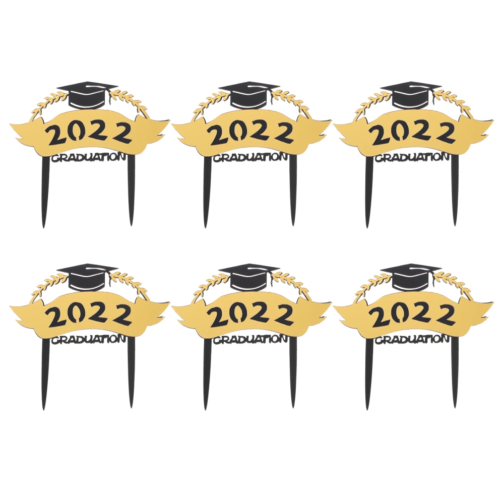 6pcs Cake Cupcake Toppers 2022 Graduation Theme Party Cupcake Picks Cake Picks