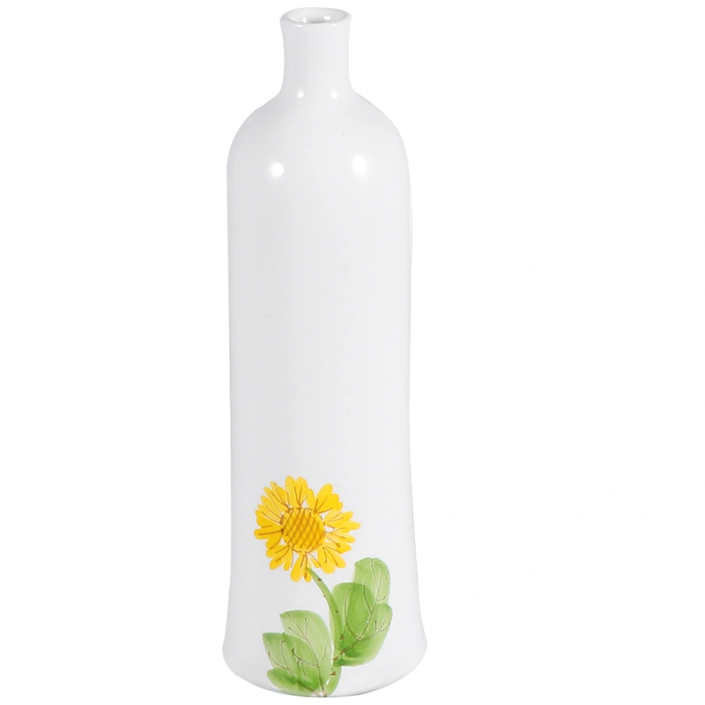 1pc Decorative Vase Sunflower Pattern Ceramic Vase Flower Arrangement Vase Desktop Adornment (Style B)