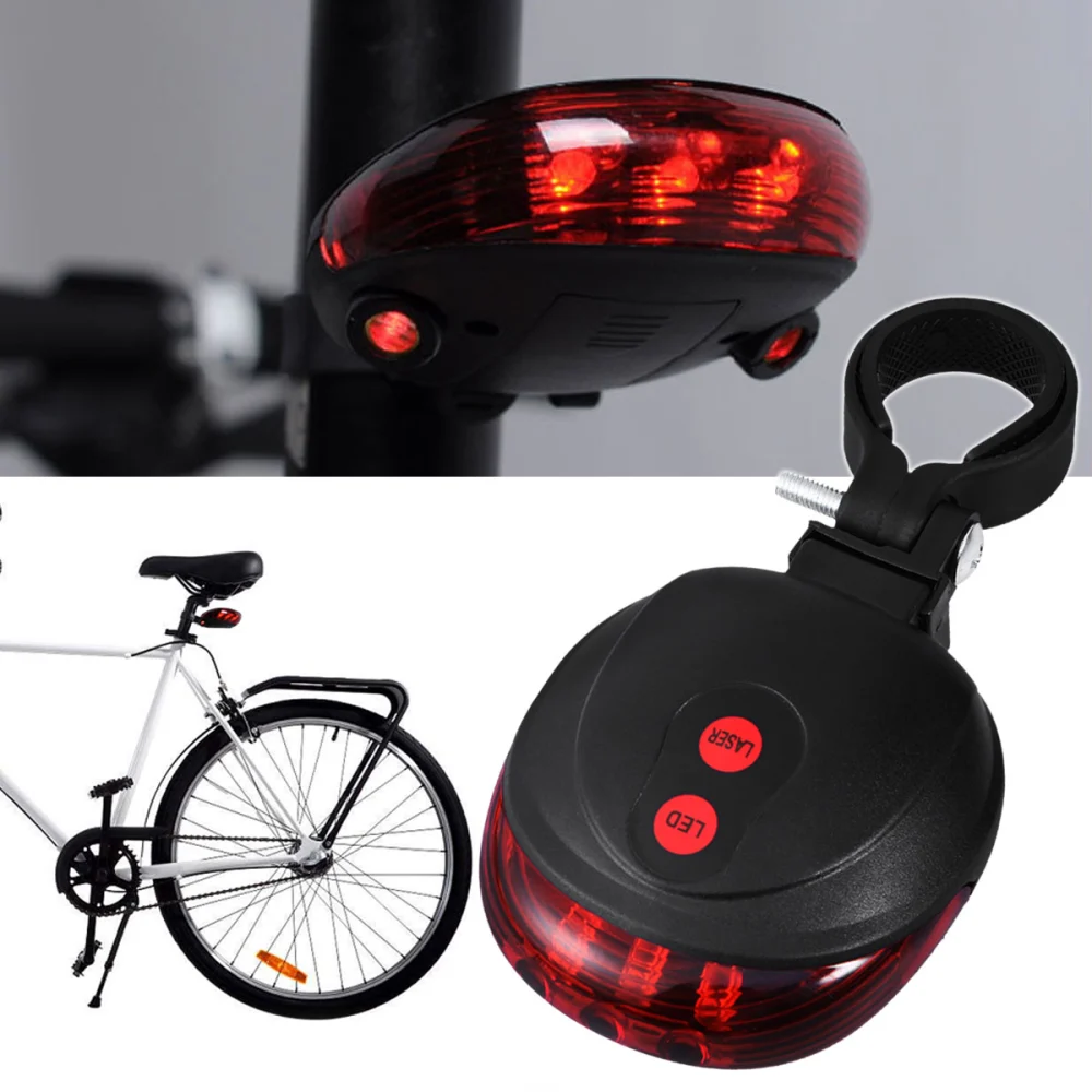 Bike Tail Light 5-LED  Rear Light Turn Signals Cycling Projector Safety Warning Lamp Back Flashlight (Red)