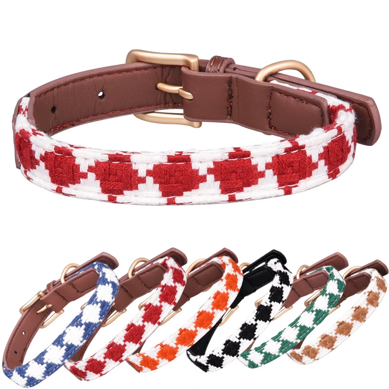 Soft Woven Prismatic Plaid Dog Collar