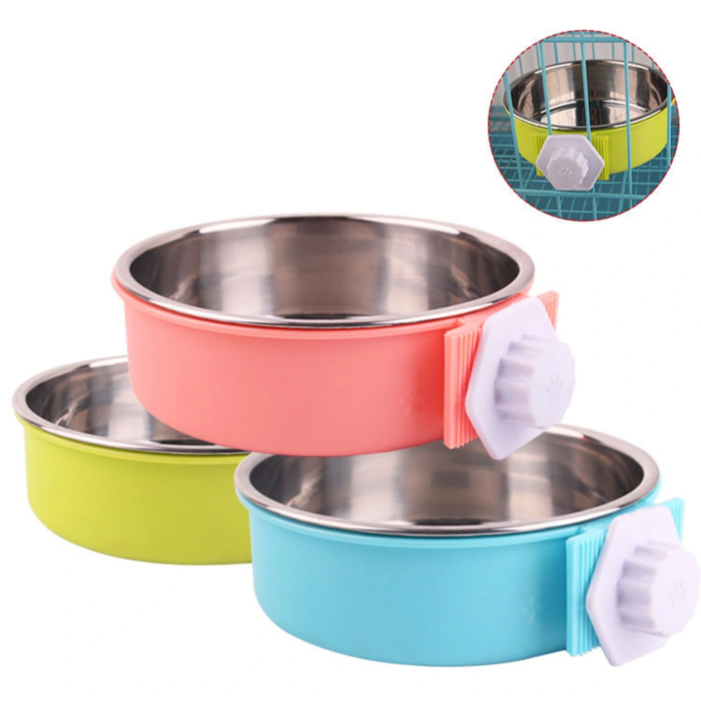 Cage Coop Bowl Pets Stainless Steel Type Puppy Cat Drinking Bowl Dog Bowl Portable Pet Water Dispenser Feeder (Size S Blue)