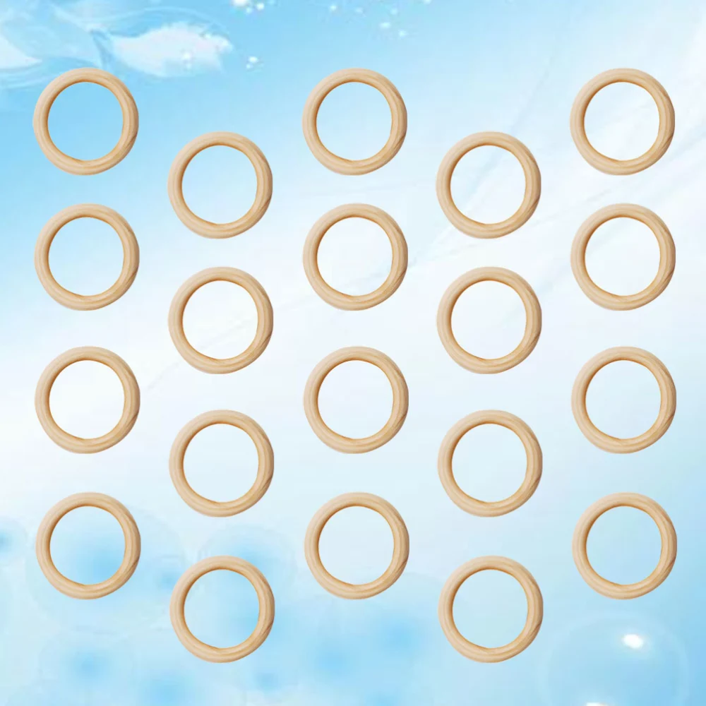 100PCS 30mm Wood Ring DIY Craft Natrual Hanging Buckle Ring Wooden Pendant Unfinished Circle DIY Keyring Accessories for Handbag Connectors Jewelry Making (Light Yellow)