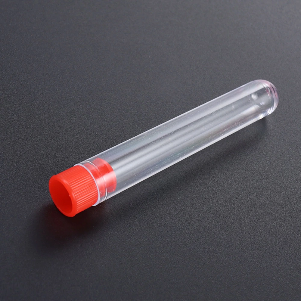 25Pcs 12x100mm Plastic Clear Test Tube for Scientific Experiments Party Candy Storage (1 Set with a Brush)