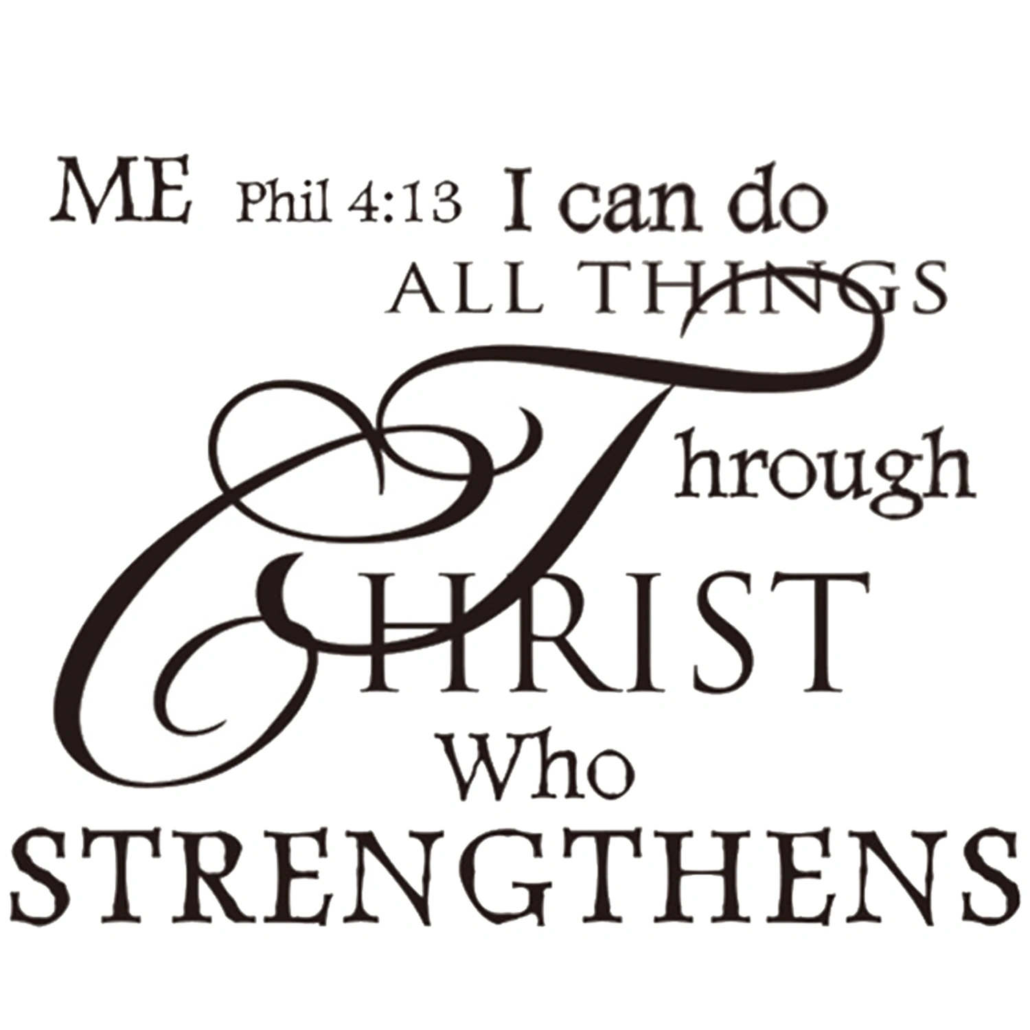 I Can Do All Things Removable Wall Stickers Art Murals Decals for Home Bedroom Living Room Bathroom Decoration