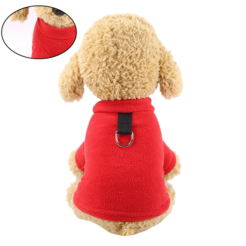 Plush Pet Warm Two-legged Coat Polar Fleece Dog Winter Clothes Costume with Buckle Pet Supplies for Puppy Cat - Size S (Red)